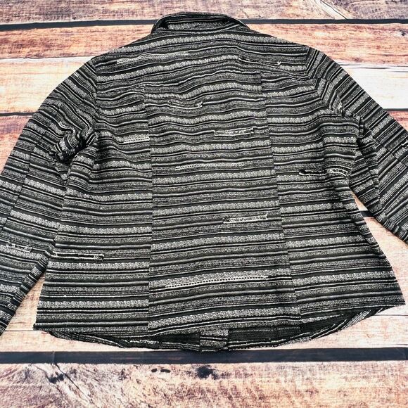 Chico's Metallic Woven Button Front Blazer Jacket Black White 3/L 16-18 - Picture 8 of 8